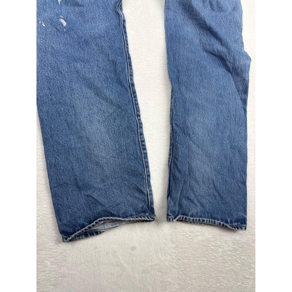 Levis 501 Men's 35x36 Jeans Medium Blue Wash Paint Splatter Distressed Denim - Picture 9 of 12